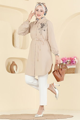 moda selvim بلوز بيج 2875SLK540 - Thumbnail