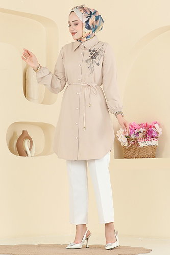moda selvim بلوز بيج 2875SLK540 - Thumbnail