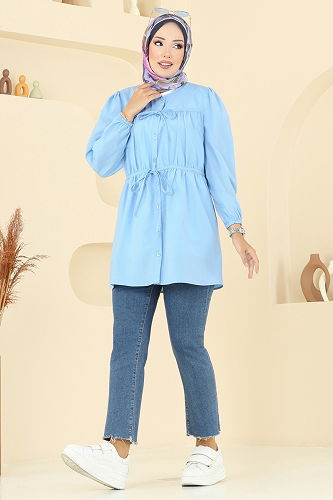 moda selvim Tunic 287ASN888 Baby Blue - Thumbnail