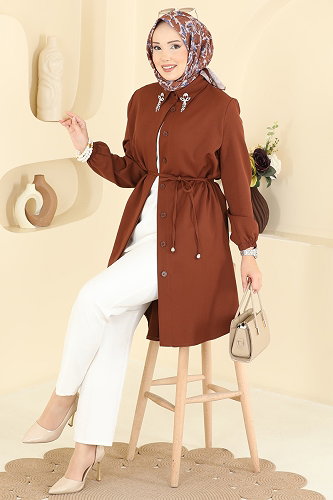moda selvim بلوز بني 2890SLK540 - Thumbnail