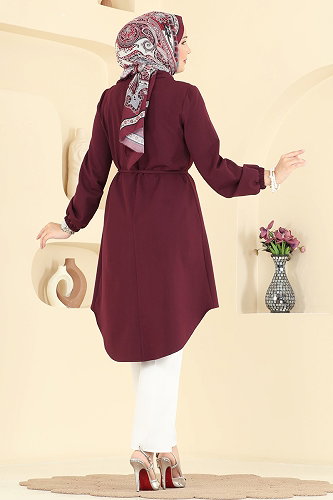 moda selvim Tunic 2890SLK540 Burgundy - Thumbnail