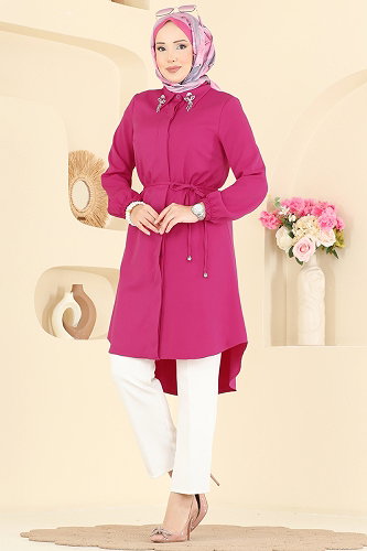 moda selvim بلوز فوشي 2890SLK540 - Thumbnail
