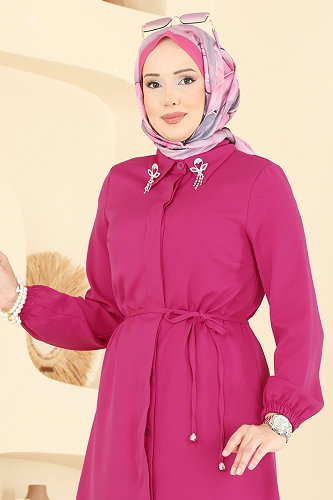 moda selvim بلوز فوشي 2890SLK540 - Thumbnail