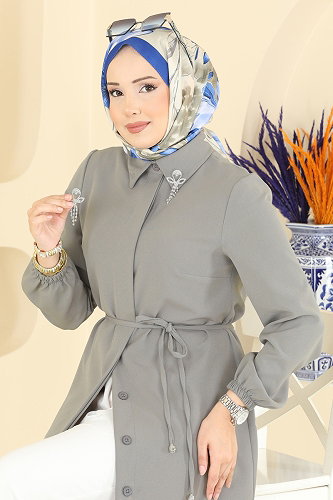 moda selvim Tunic 2890SLK540 Gray - Thumbnail