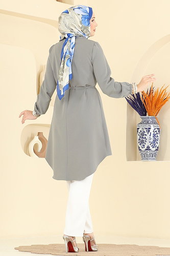 moda selvim بلوز رمادي 2890SLK540 - Thumbnail