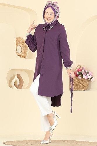 moda selvim Tunic 2890SLK540 Purple - Thumbnail