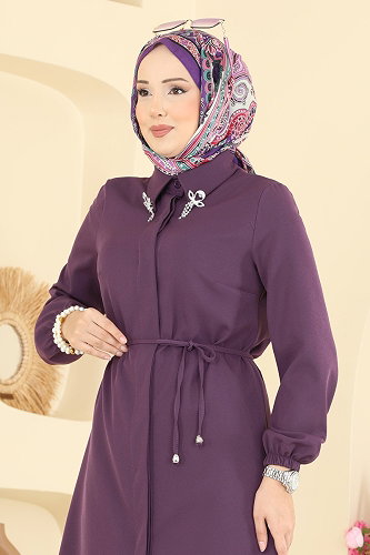 moda selvim Tunic 2890SLK540 Purple - Thumbnail