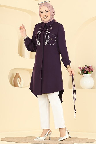 moda selvim Tunic 2894SLK540 Damson - Thumbnail