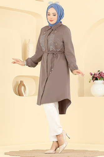 moda selvim بلوز بيج غامق 2894SLK540 - Thumbnail