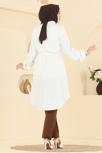 moda selvim Tunic 2894SLK540 Ecru - Thumbnail