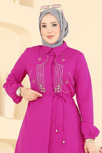 moda selvim بلوز فوشي 2894SLK540 - Thumbnail