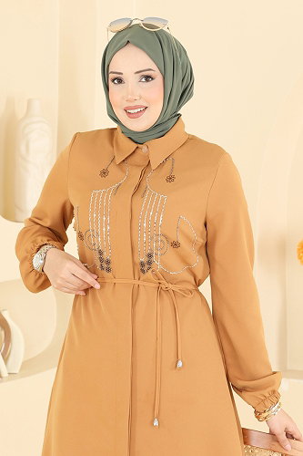 moda selvim بلوز خردلي 2894SLK540 - Thumbnail