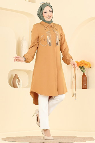 moda selvim بلوز خردلي 2894SLK540 - Thumbnail