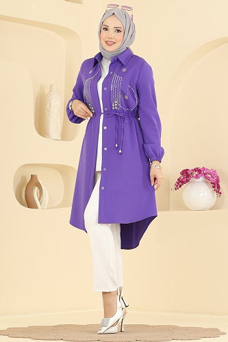 moda selvim Tunic 2894SLK540 Purple - Thumbnail