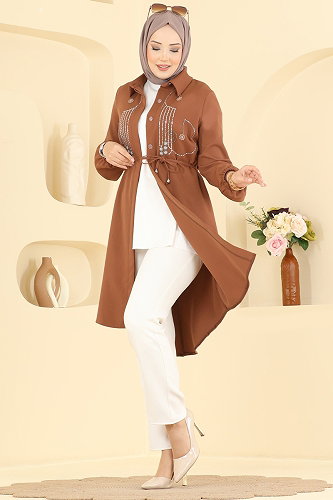 moda selvim بلوز عسلي 2894SLK540 - Thumbnail