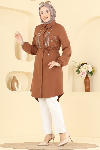 moda selvim بلوز عسلي 2894SLK540 - Thumbnail