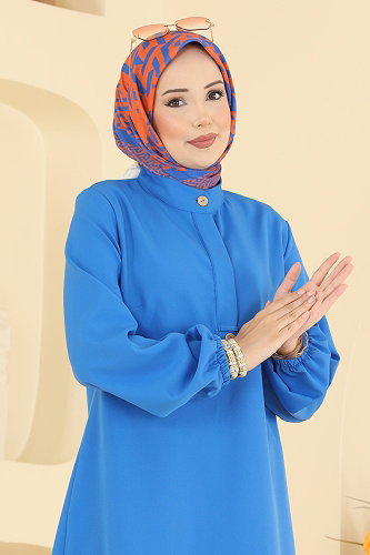 moda selvim Tunic 2895SLK540 Blue - Thumbnail