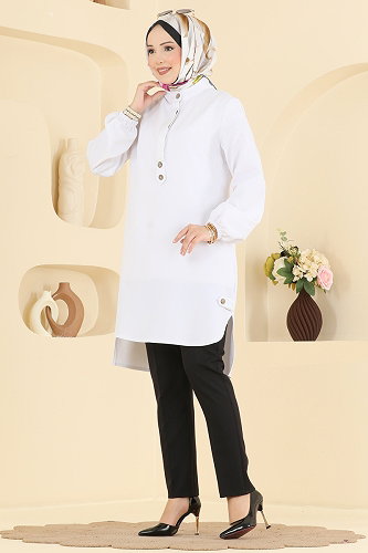 moda selvim Tunic 2895SLK540 Ecru - Thumbnail