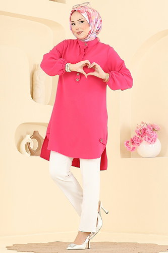 moda selvim Tunic 2895SLK540 Fuchsia - Thumbnail