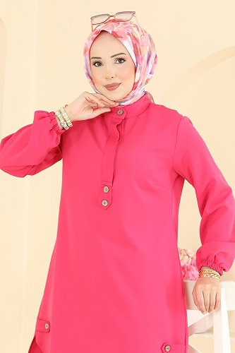 moda selvim بلوز فوشي 2895SLK540 - Thumbnail