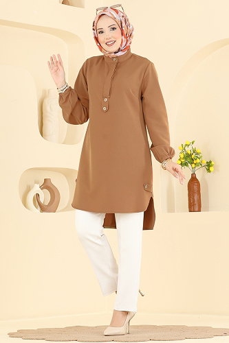 moda selvim Tunic 2895SLK540 Latte - Thumbnail