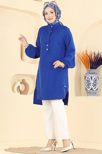 moda selvim Tunic 2895SLK540 Saxe - Thumbnail
