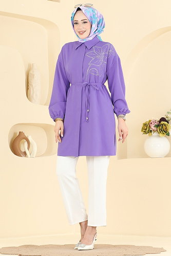 moda selvim Tunic 2898SLK540 Lilac - Thumbnail