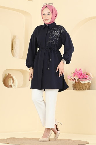 moda selvim Tunic 2898SLK540 Navy Blue - Thumbnail