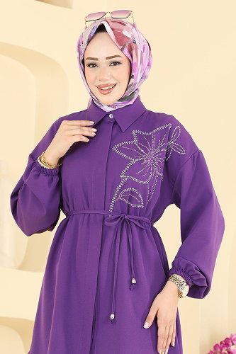 moda selvim Tunic 2898SLK540 Purple - Thumbnail