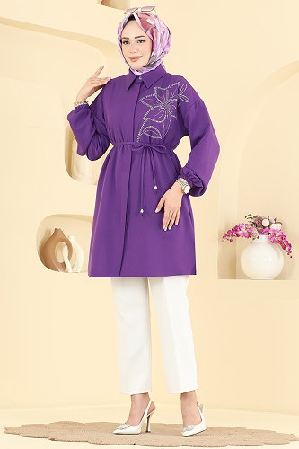 moda selvim بلوز أرجواني 2898SLK540 - Thumbnail