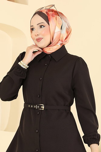 moda selvim بلوز بني غامق 2902SLK540 - Thumbnail