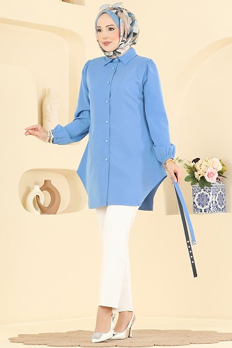 moda selvim بلوز أزرق 2902SLK540 - Thumbnail