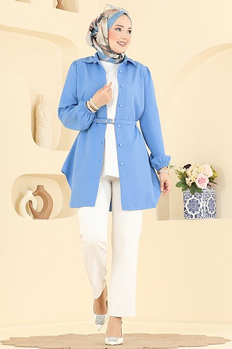 moda selvim بلوز أزرق 2902SLK540 - Thumbnail
