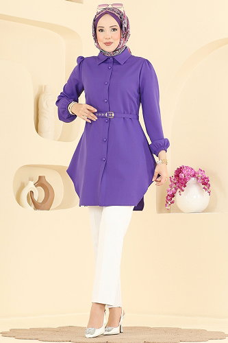 moda selvim Tunic 2902SLK540 Purple - Thumbnail