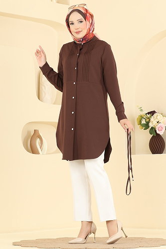 moda selvim Tunic 2903SLK540 Brown - Thumbnail