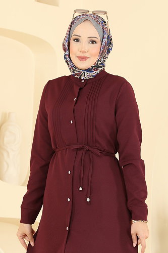 moda selvim Tunic 2903SLK540 Burgundy - Thumbnail