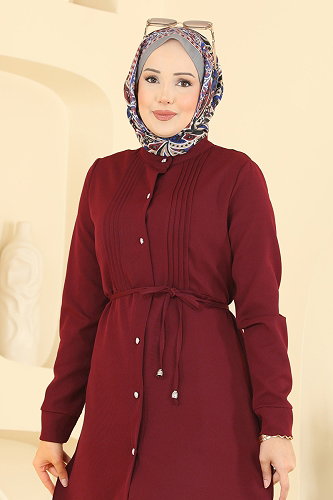moda selvim Tunic 2903SLK540 Burgundy - Thumbnail