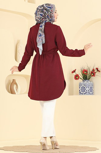 moda selvim Tunic 2903SLK540 Burgundy - Thumbnail
