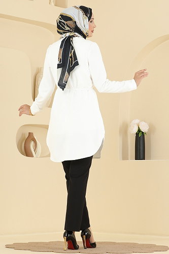 moda selvim Tunic 2903SLK540 Ecru - Thumbnail