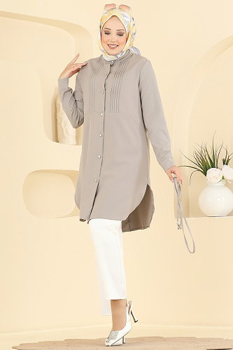 moda selvim Tunic 2903SLK540 Light Gray - Thumbnail
