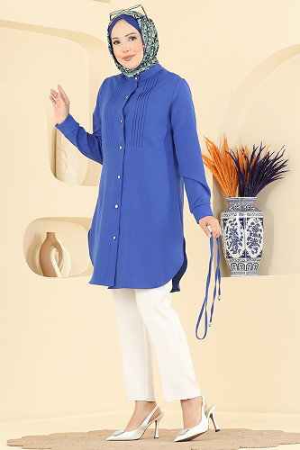 moda selvim Tunic 2903SLK540 Light Navy Blue - Thumbnail