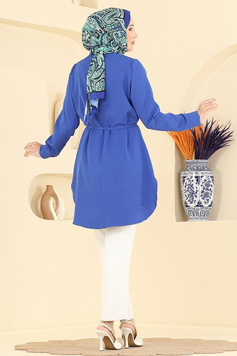 moda selvim بلوز كحلي فاتح 2903SLK540 - Thumbnail