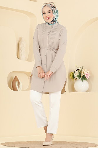 moda selvim Tunic 2903SLK540 Stone - Thumbnail