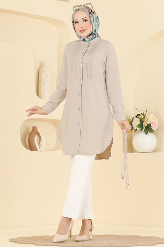 moda selvim بلوز بيج 2903SLK540 - Thumbnail