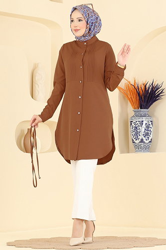 moda selvim بلوز عسلي 2903SLK540 - Thumbnail