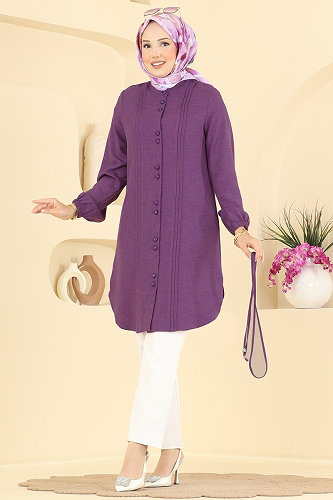 moda selvim بلوز ليلكي غامق 2910SLK540 - Thumbnail
