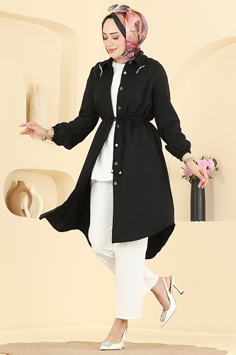 moda selvim بلوز أسود 2922SLK540 - Thumbnail