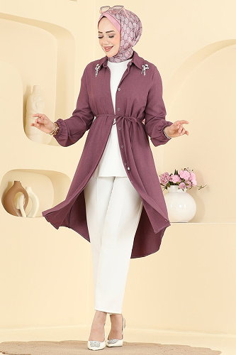 moda selvim Tunic 2922SLK540 Dark Lilac - Thumbnail