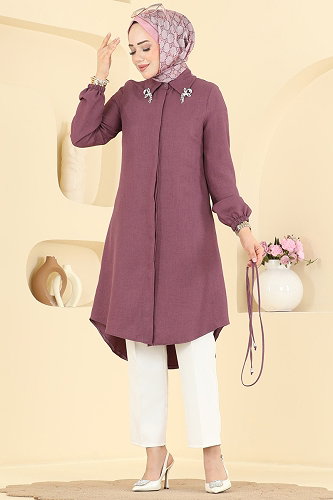 moda selvim Tunic 2922SLK540 Dark Lilac - Thumbnail