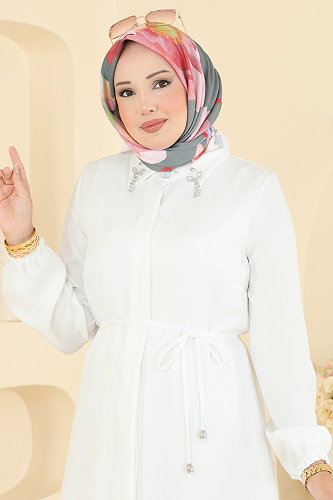moda selvim Tunic 2922SLK540 Ecru - Thumbnail